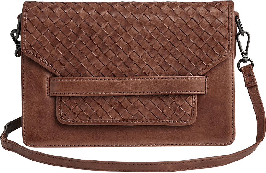 Arabella Crossbody Bag Weave, från Markberg, i färgen Cognac.