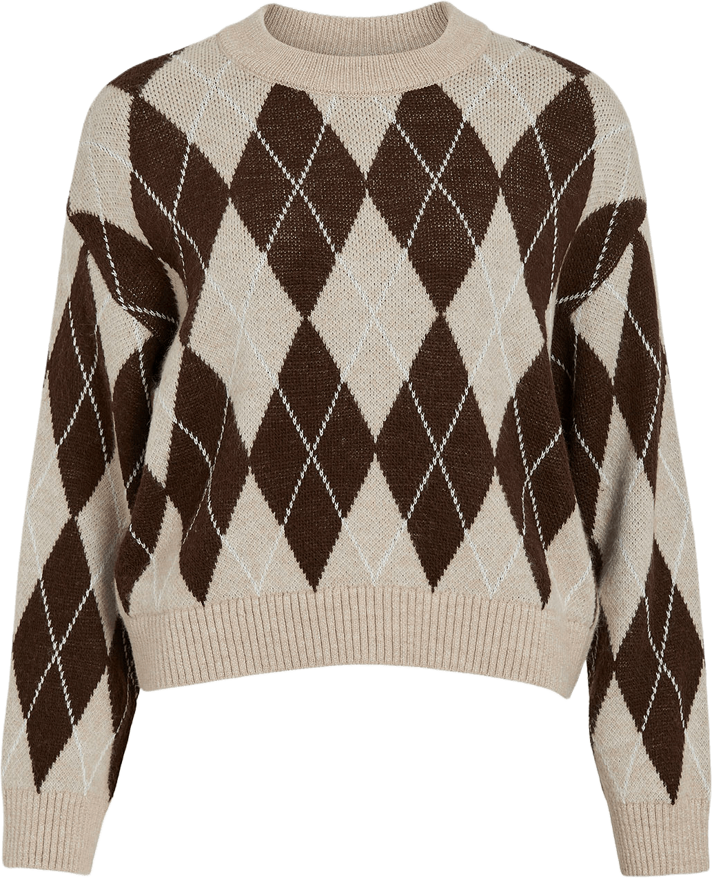 VIMONY CHECK KNIT PULLOVER, från Vila, i färgen Coffee Bean Check.