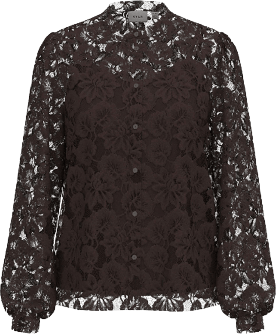 VISALA L/S LACE SHIRT, från Vila, i färgen Coffee Bean.