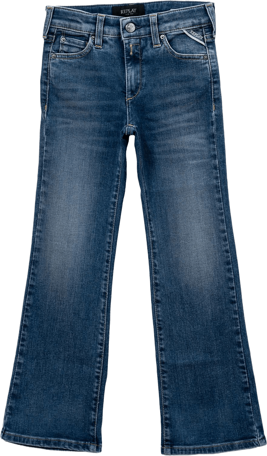 Amista Bootcut Fit Jeans, från Replay, i färgen Medium Blue.