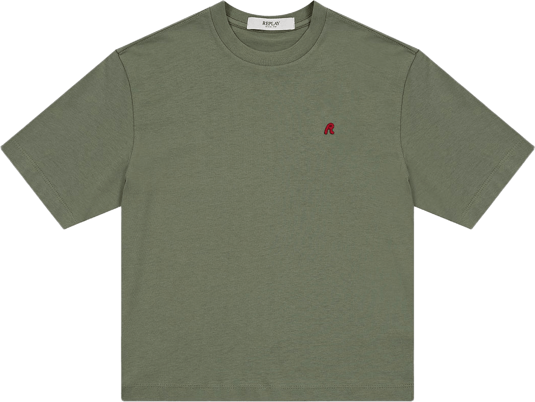 Oversized Cotton T-Shirt, från Replay, i färgen Olive.