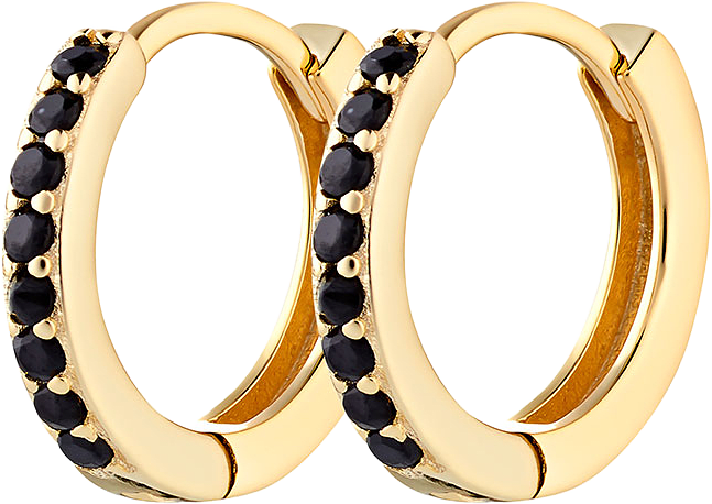 Irma Petite Hoops, från Charlotte Bonde STHLM, i färgen Gold/ Black Crystal.