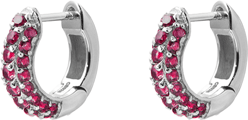 Timeless Tiny Hoops, från Charlotte Bonde STHLM, i färgen Silver/Ruby.