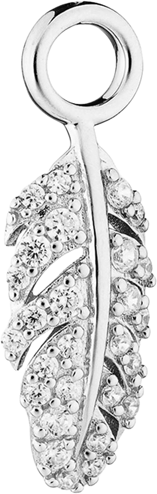 Signature Boho Feather Pendant, från Charlotte Bonde STHLM, i färgen Silver/ Rock Crystal.