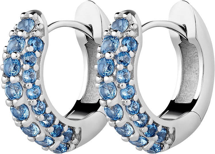 Timeless Tiny Hoops, från Charlotte Bonde STHLM, i färgen Silver/Blue Spinel.