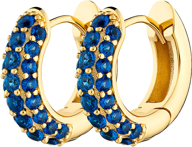 Timeless Tiny Hoops, från Charlotte Bonde STHLM, i färgen Gold/Blue Spinel.