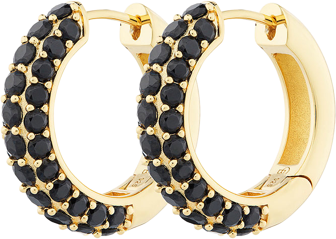 Timeless Chunky Hoops, från Charlotte Bonde STHLM, i färgen Gold/Black Spinel.