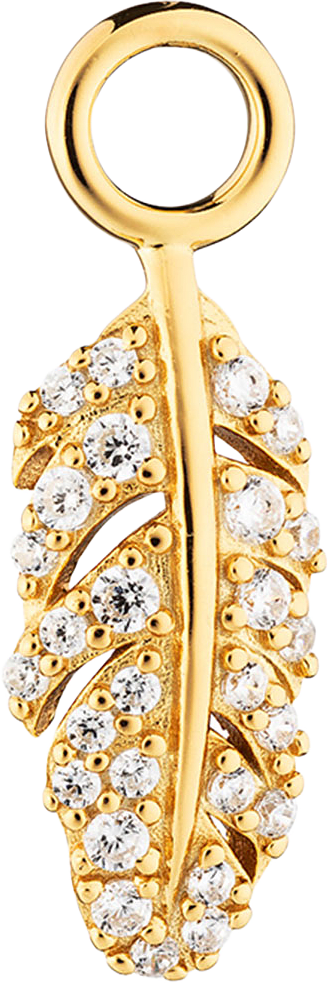 Signature Boho Feather Pendant, från Charlotte Bonde STHLM, i färgen Gold/ Rock Crystal.