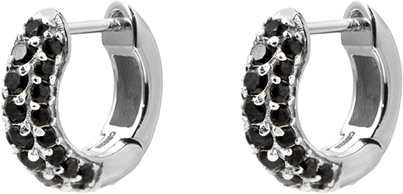 Timeless Tiny Hoops, från Charlotte Bonde STHLM, i färgen Silver/Black Spinel.