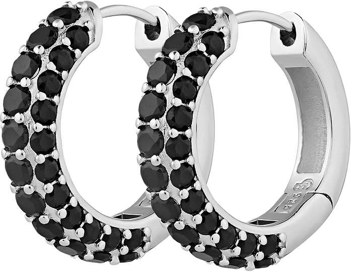 Timeless Chunky Hoops, från Charlotte Bonde STHLM, i färgen Silver/Black Spinel.