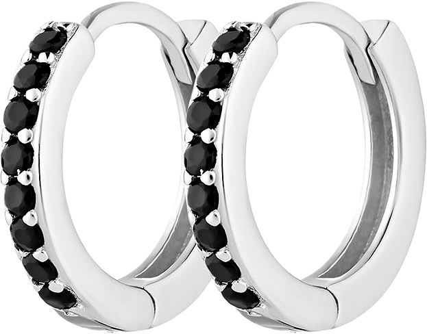 Irma Petite Hoops, från Charlotte Bonde STHLM, i färgen Silver/ Black Crystal.