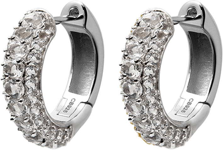 Timeless Chunky Hoops, från Charlotte Bonde STHLM, i färgen Silver/Rock Crystal.