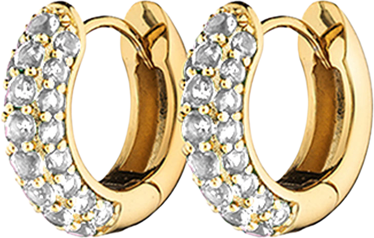 Timeless Tiny Hoops, från Charlotte Bonde STHLM, i färgen Gold/Rock Crystal.