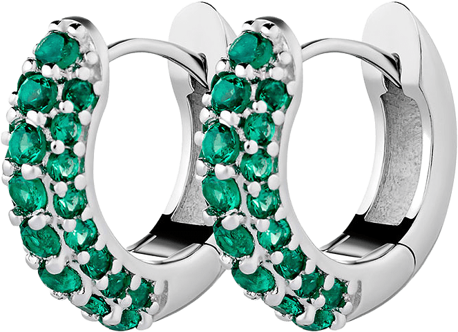 Timeless Tiny Hoops, från Charlotte Bonde STHLM, i färgen Silver/Green Spinel.