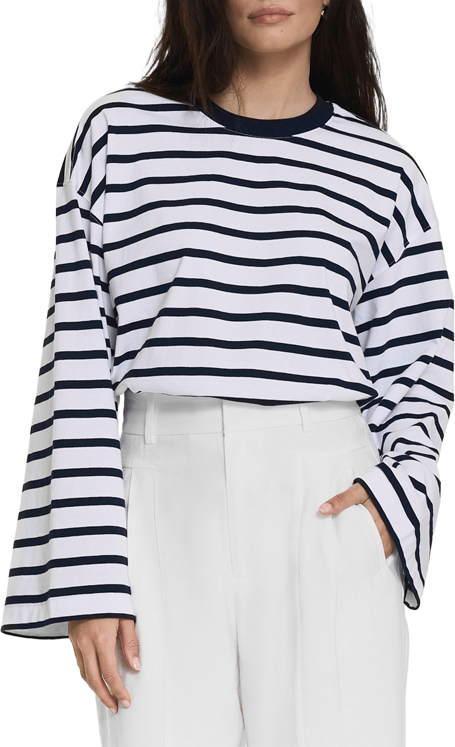 Celeste LS Top, från Twist & Tango, i färgen Navy White Stripe.