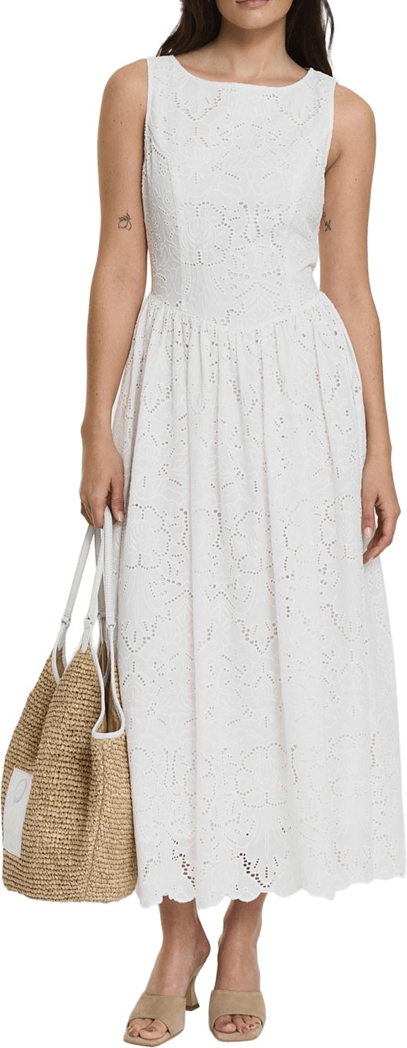 Myka Broderie Dress, från Twist & Tango, i färgen White.