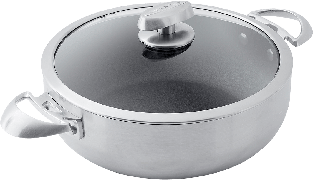 Serveringspanna med lock 26 cm, från Scanpan, i färgen Rostfri.