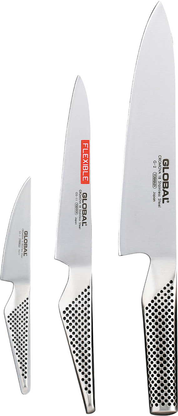 Knivset 3-delar G-2, GS-1, GS-11, från Global, i färgen Rostfri.