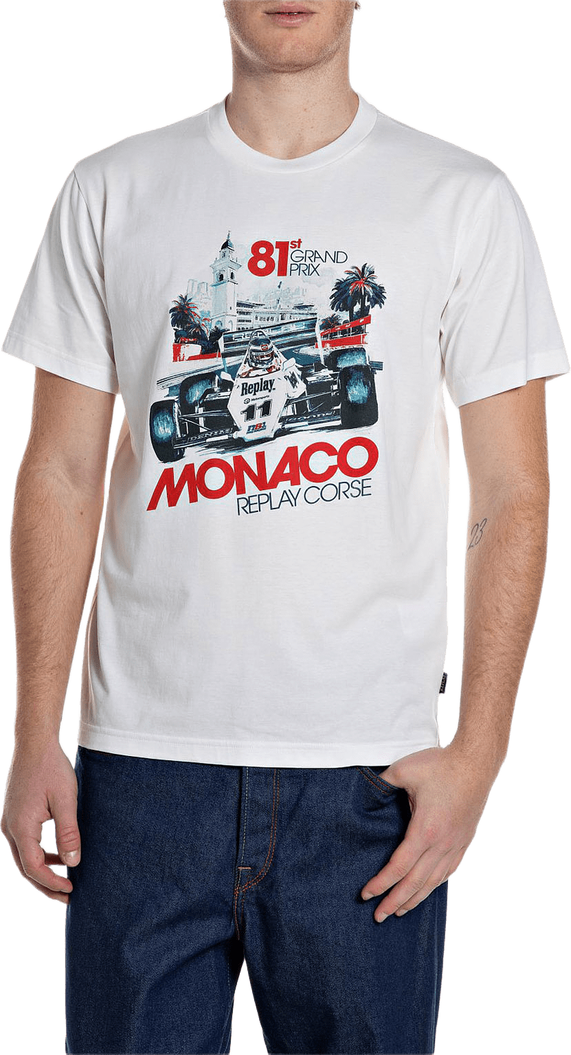 T-shirt with Design, från Replay, i färgen Natural White.