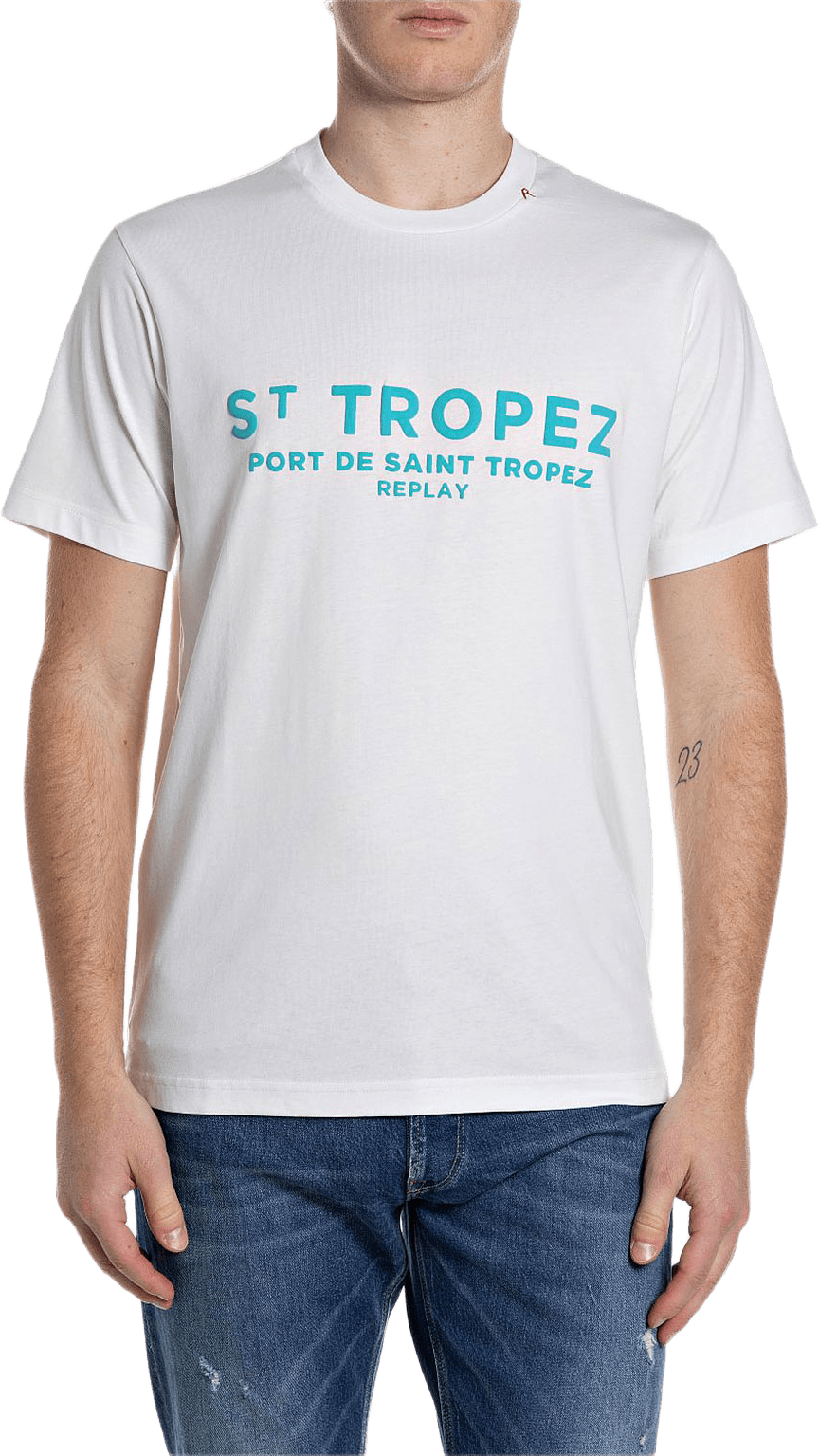 T-shirt with Design, från Replay, i färgen Natural White.