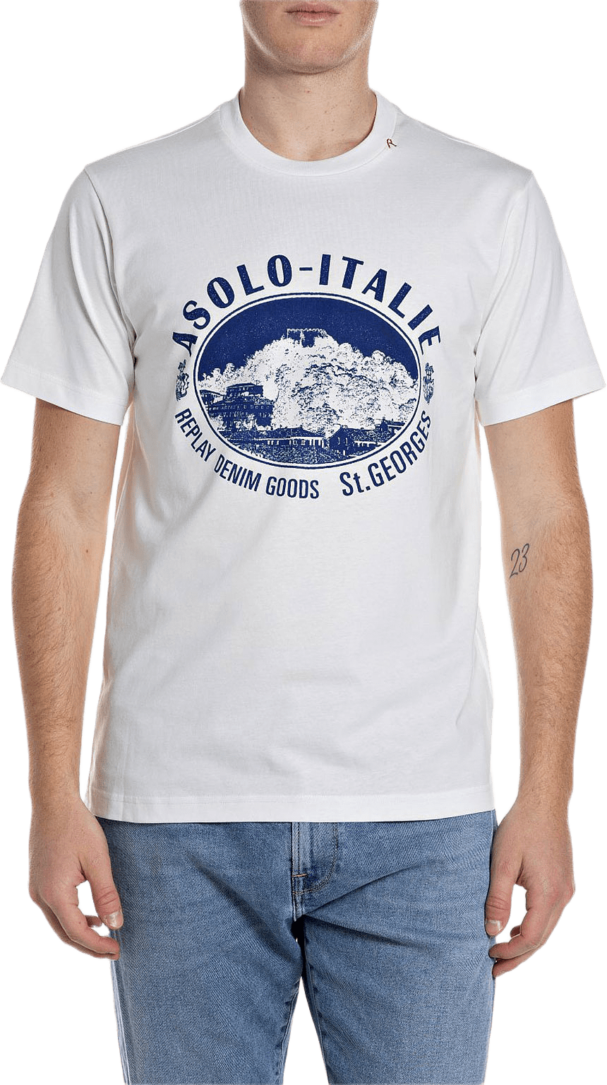 T-shirt with Design, från Replay, i färgen Natural White.