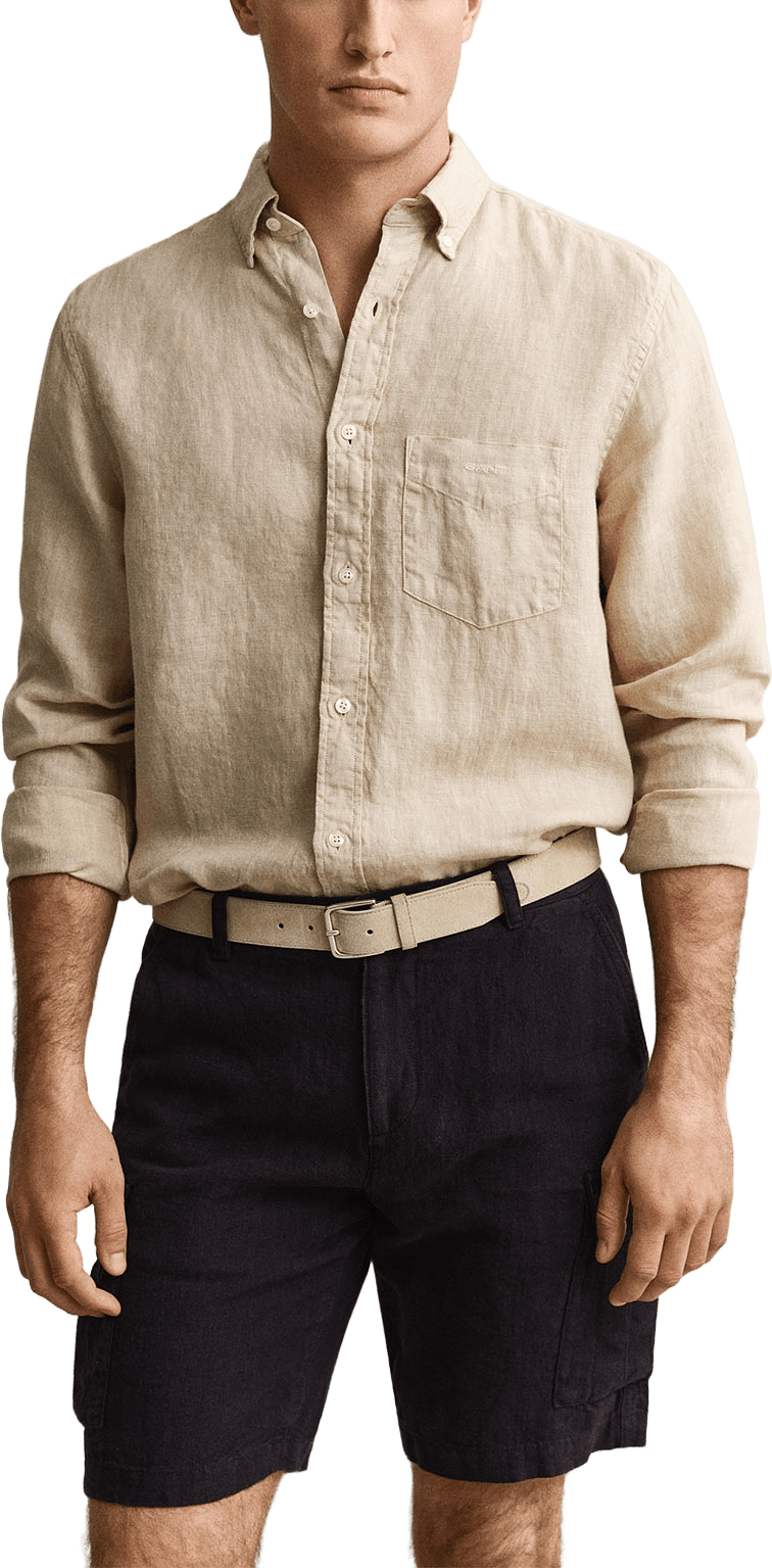 Regular Fit Garment-Dyed Linen Shirt, från GANT, i färgen Oat Beige.
