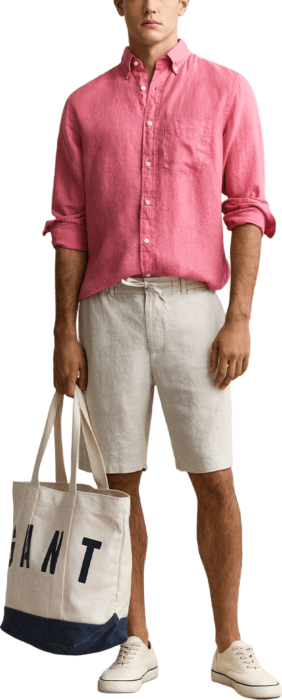 Regular Fit Garment-Dyed Linen Shirt, från GANT, i färgen Rose Pink.