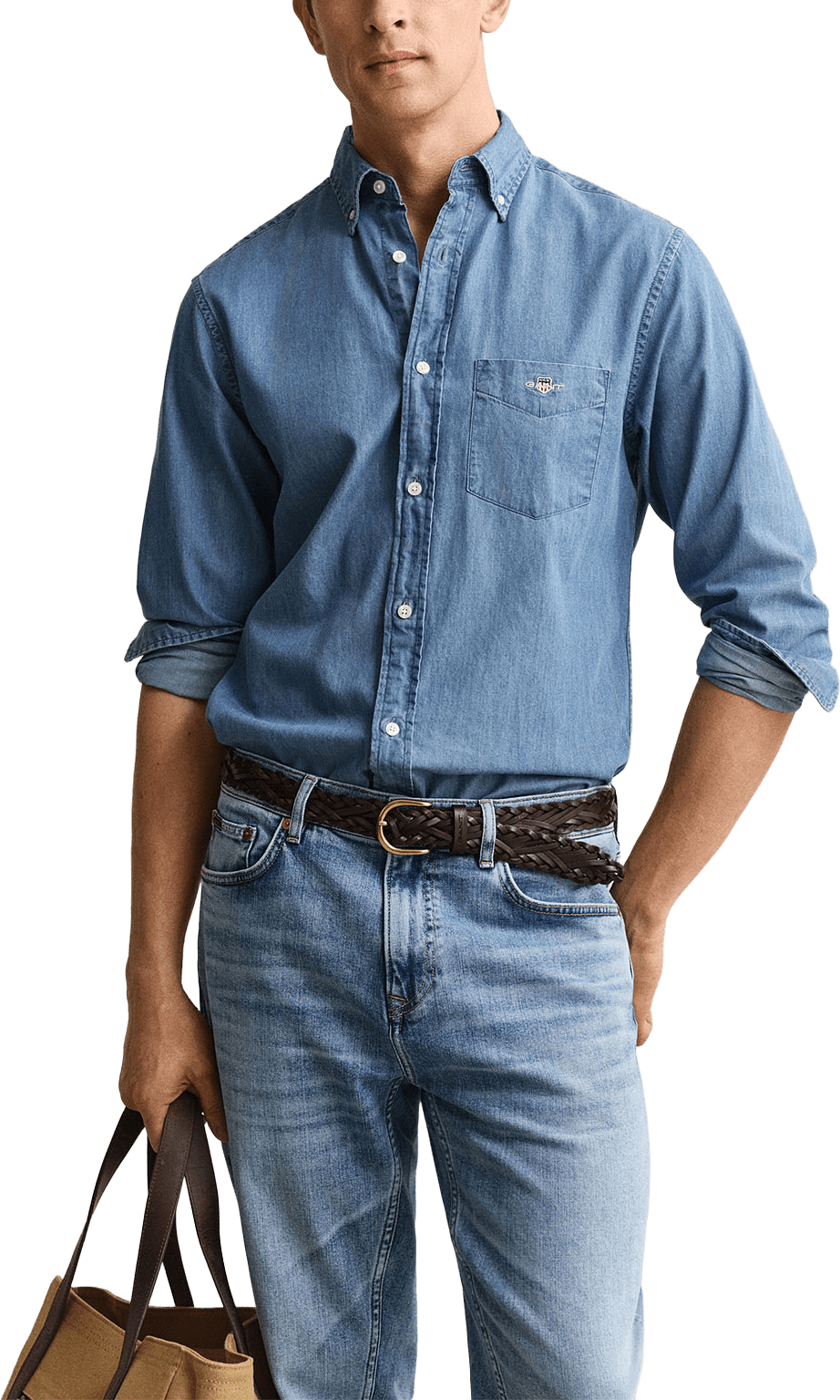 Regular Fit Indigo Shirt, från GANT, i färgen Semi Light Blue.