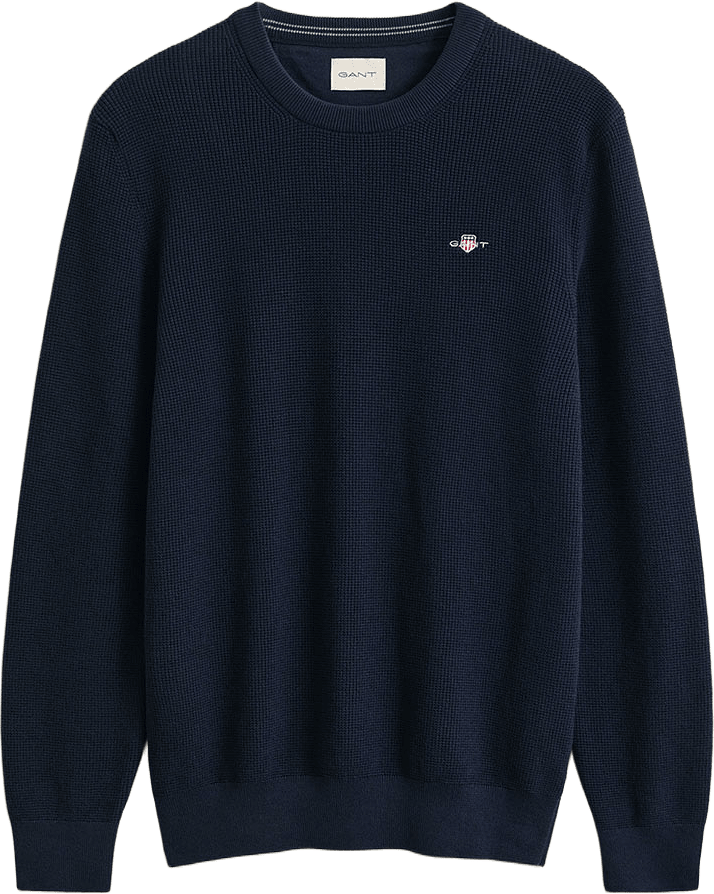 Textured Cotton Crew Neck Sweater, från GANT, i färgen Evening Blue.