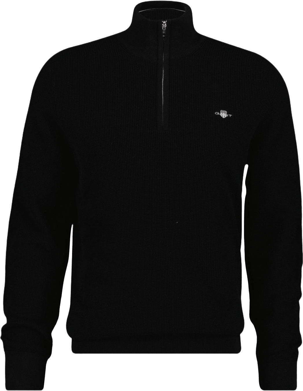 Textured Cotton Half-Zip Sweater, från GANT, i färgen Black.