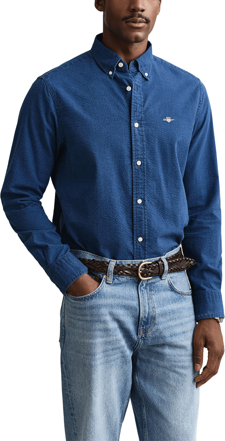 Indigo Seersucker Shirt, från GANT, i färgen Dark Indigo.