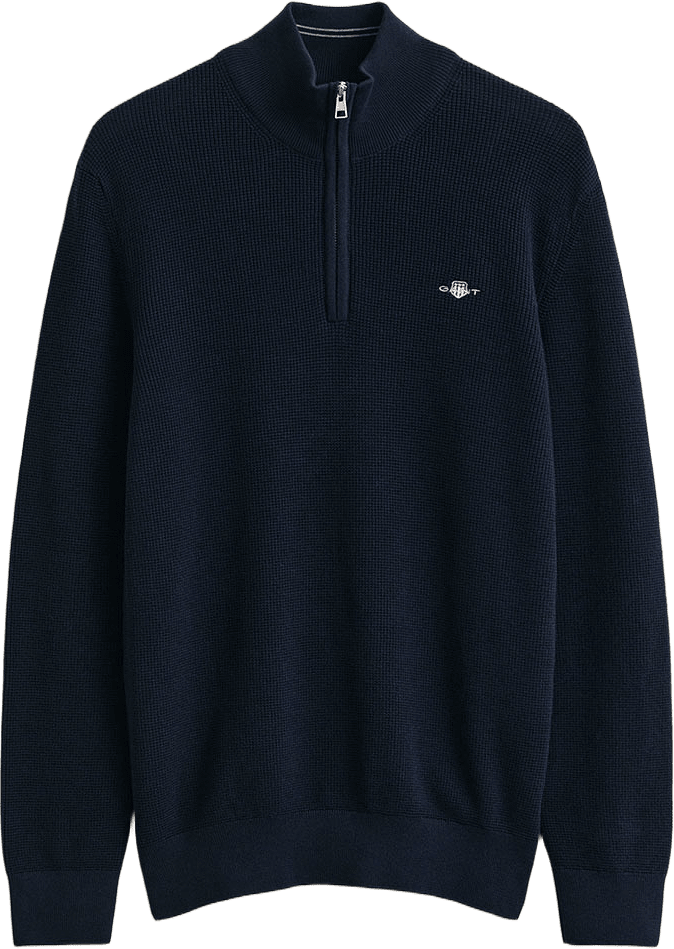 Textured Cotton Half-Zip Sweater, från GANT, i färgen Evening Blue.