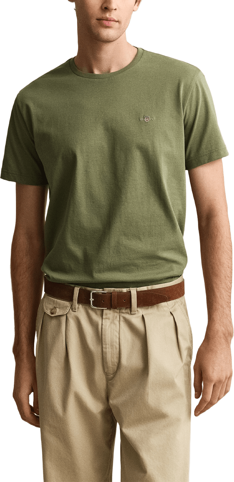 Regular Fit Shield T-Shirt, från GANT, i färgen Dry Herb Green.