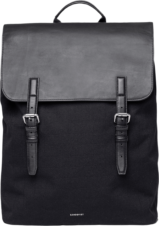 Sandqvist Backpack EVERYDAY Lid L, från Sandqvist, i färgen Black With Black Leather.