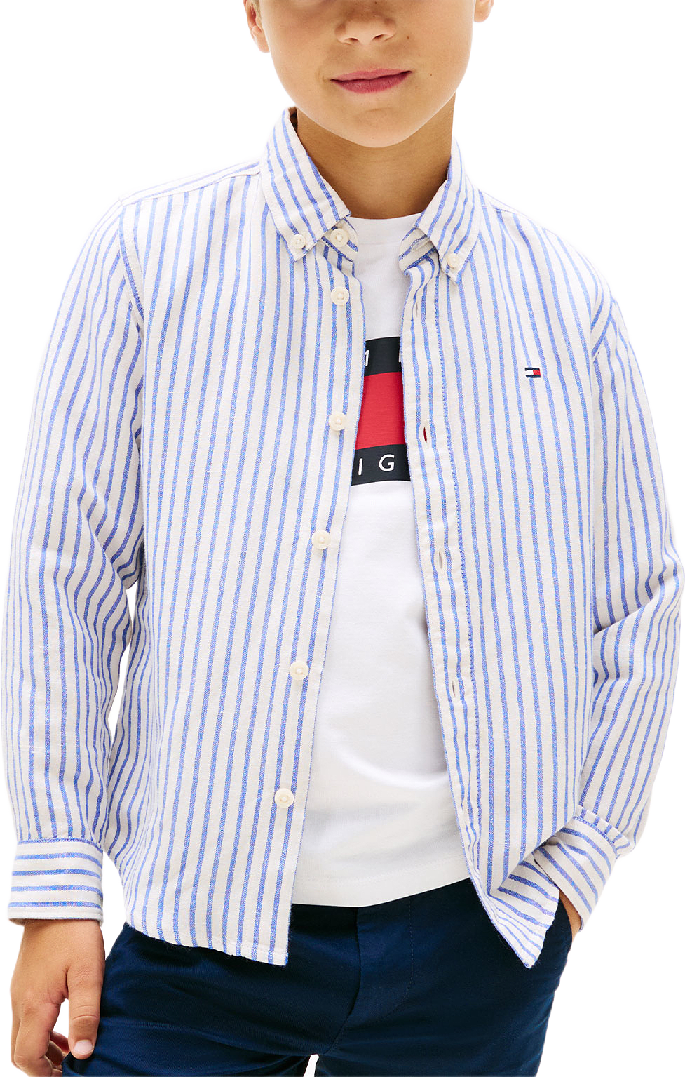 Long sleeve shirt, från Tommy Hilfiger, i färgen Empire Blue Stripe.