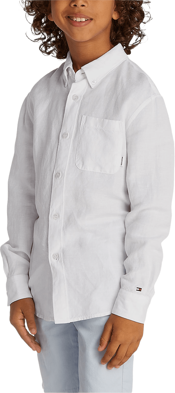 LINEN BLEND RELAXED SHIRT LS, från Tommy Hilfiger, i färgen White.