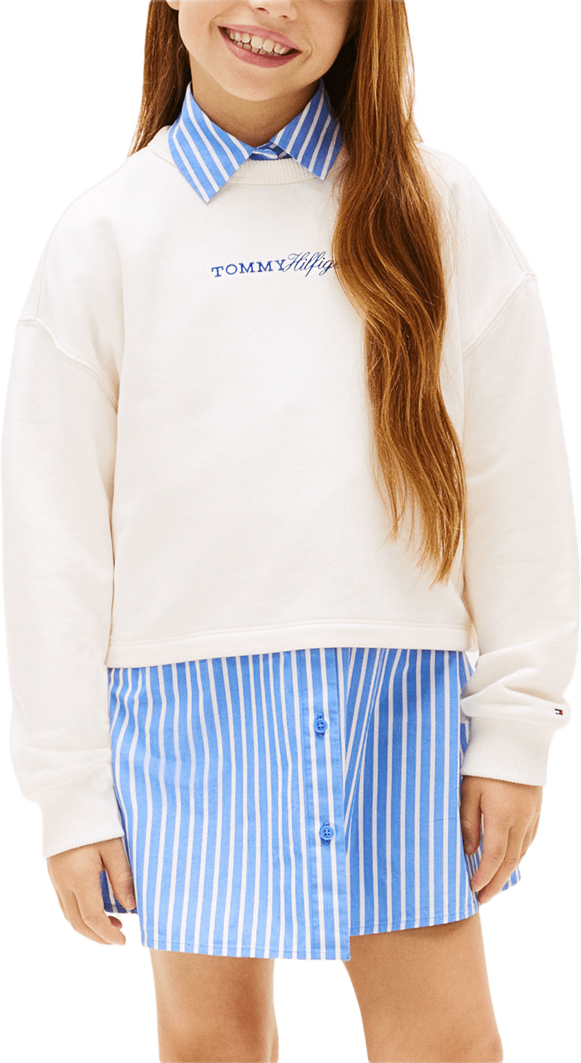 Glitter Tommy Sweatshirt, från Tommy Hilfiger, i färgen Ancient White.