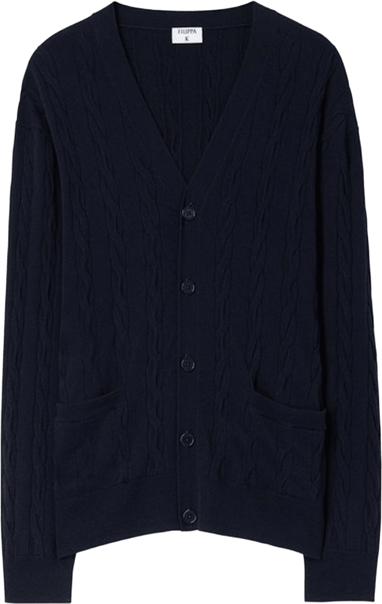 Braided Cotton Merino Cardigan, från Filippa K, i färgen Navy.