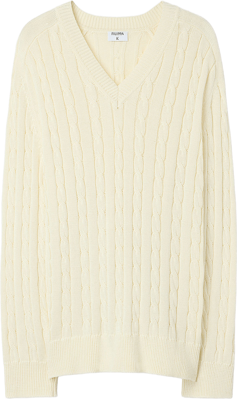 Braided Cotton V-neck Sweater, från Filippa K, i färgen Calico White.