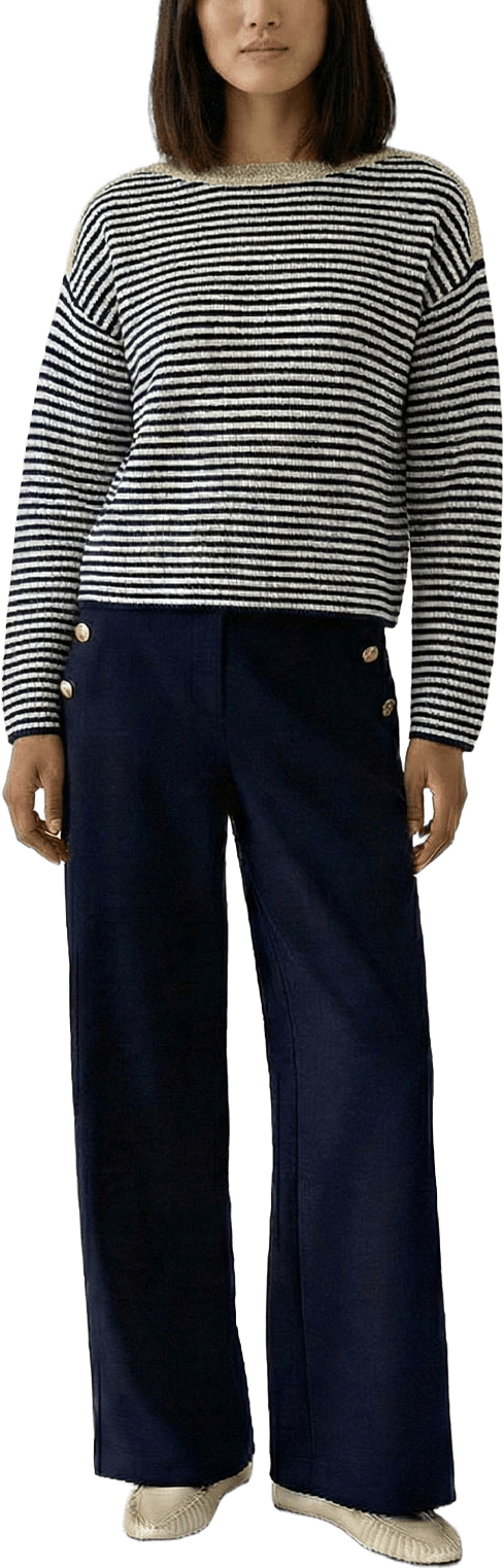 Stickad tröja, från Oui, i färgen Dk.blue White.