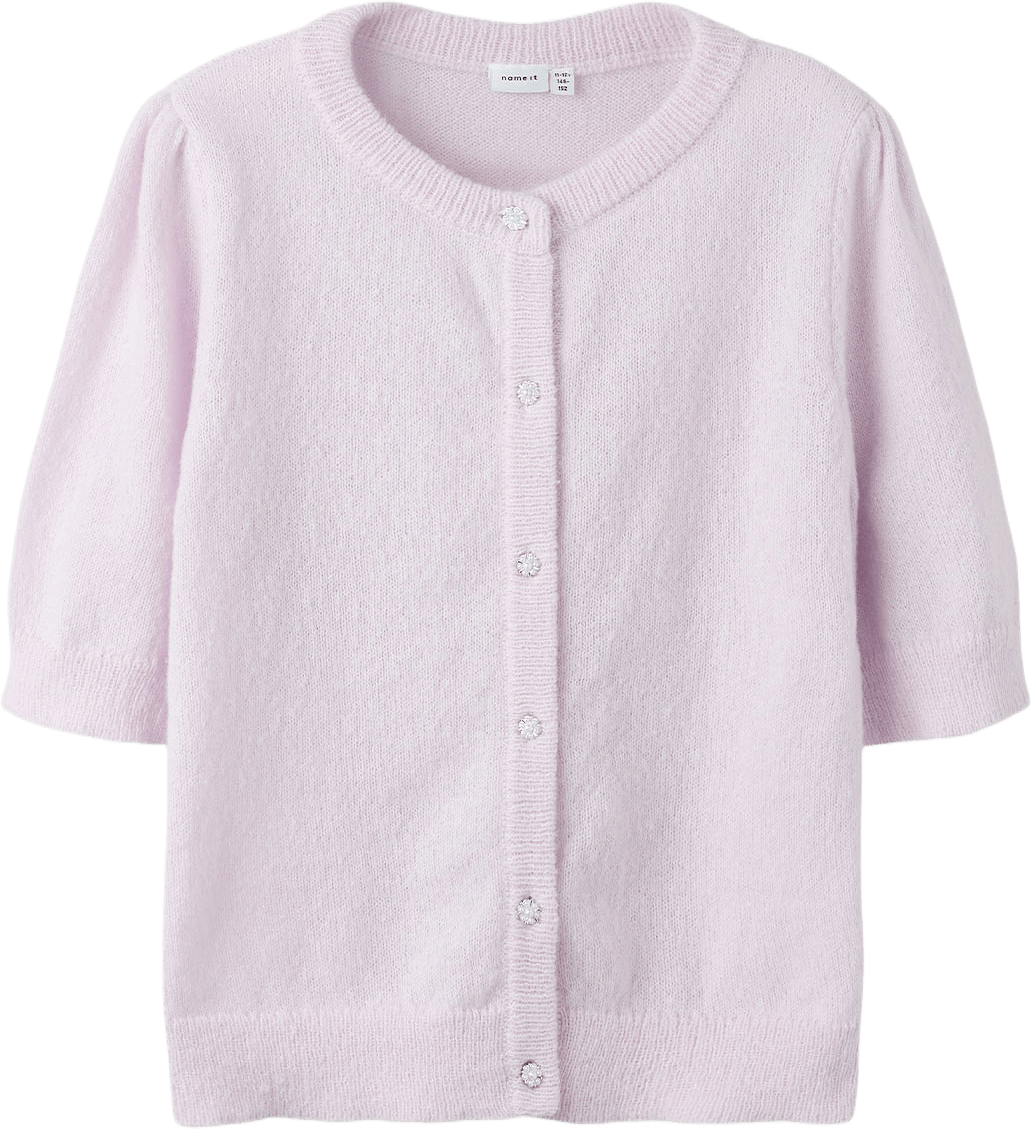 Nkfnabeth 2/4 Sl Knit Card, från Name It, i färgen Lavender Fog.