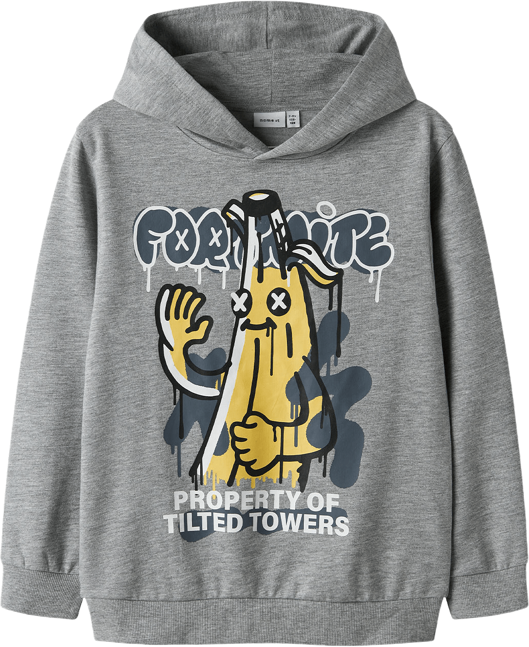 NKMFOX FORTNITE NREG SWEAT, från Name It, i färgen Grey Melange.