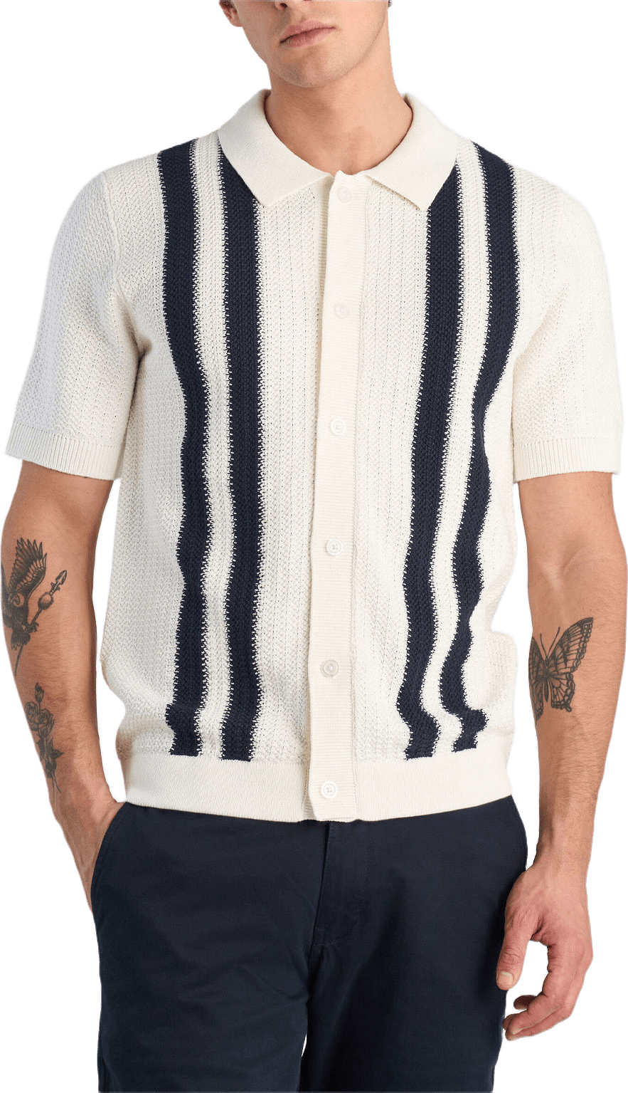 Knitted polo Knit, från Lindbergh, i färgen Off White.