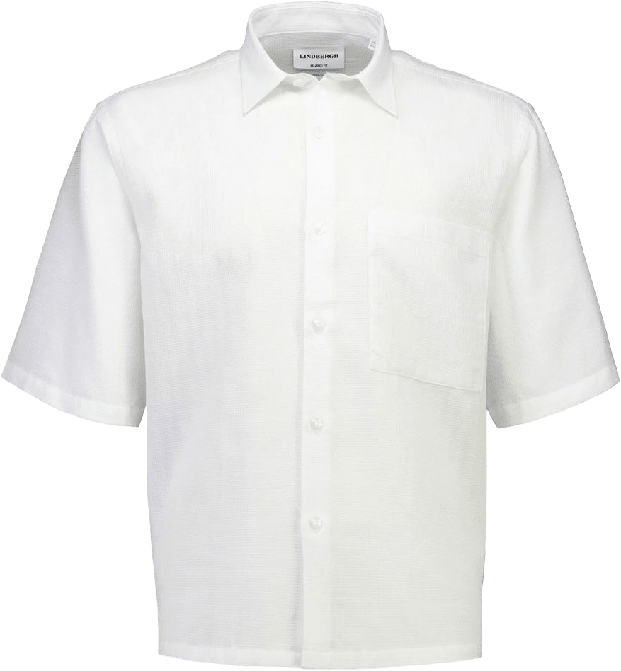 Solid dobby cotton Shirt S/S, från Lindbergh, i färgen White.