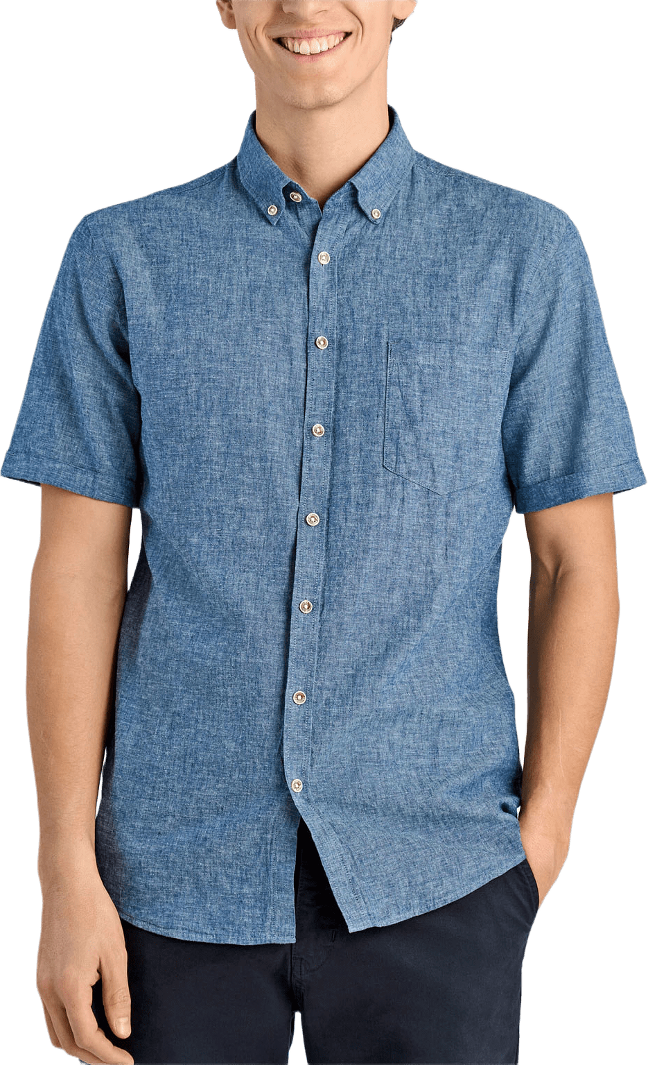 Cotton/linen resort shirt S/S, från Lindbergh, i färgen Navy.