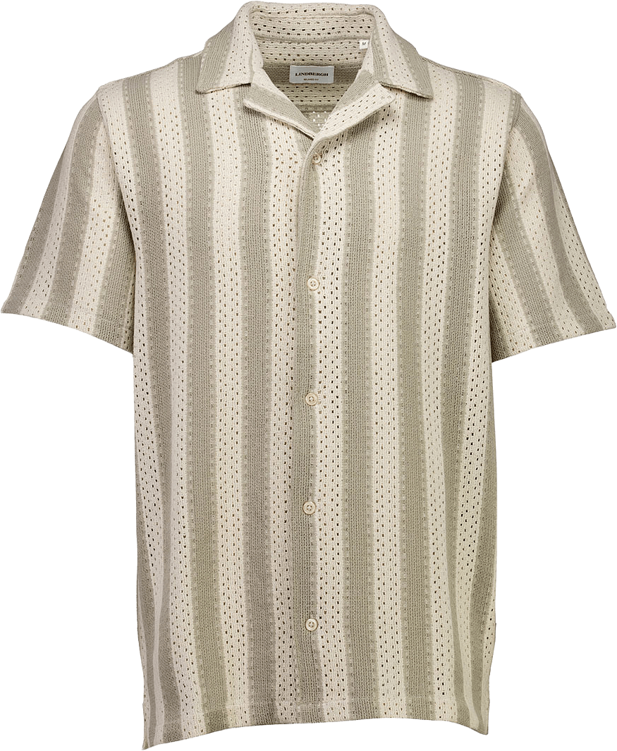 Bold striped resort shirt S/S, från Lindbergh, i färgen Stone.