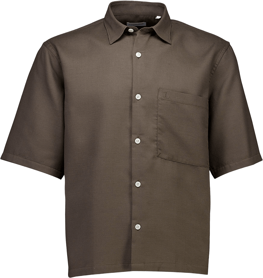 Solid dobby cotton Shirt S/S, från Lindbergh, i färgen Faded Brown.