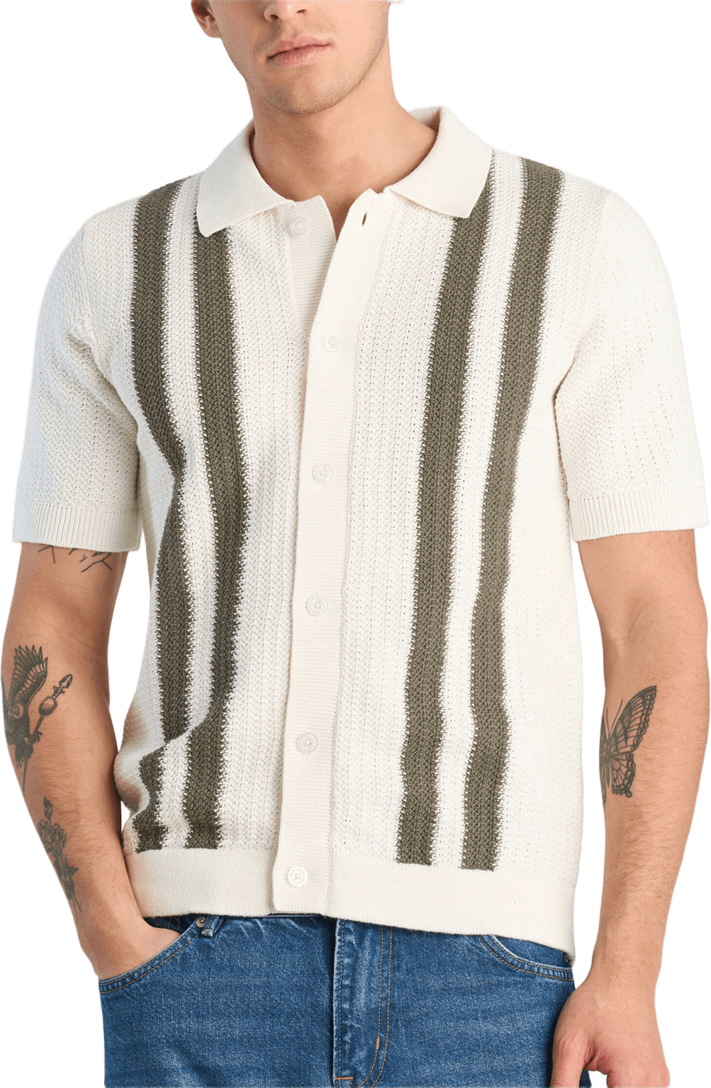 Knitted polo Knit, från Lindbergh, i färgen Army Mel.