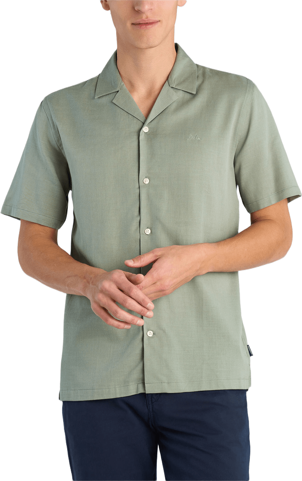 Lyocell blend resort Shirt S/S, från Lindbergh, i färgen Faded Green.