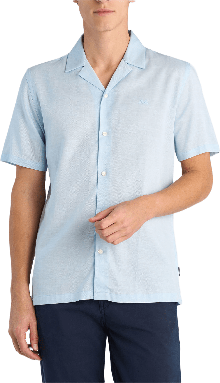 Lyocell blend resort Shirt S/S, från Lindbergh, i färgen Ice Blue.